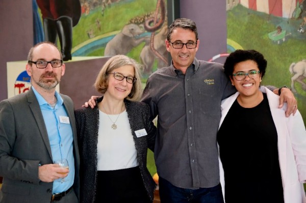 Pictured above, from left: Tom Strong, Anne Claire Broughton and Patrick Carpenter from the Great Game of Business with Patty Viáfara from Project Equity.