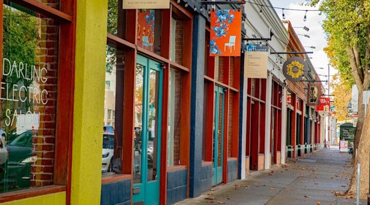 Image of colorful business building